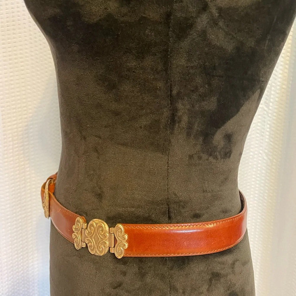 Fossil Brown Leather Hinged Belt Size Medium - Picture 3 of 6